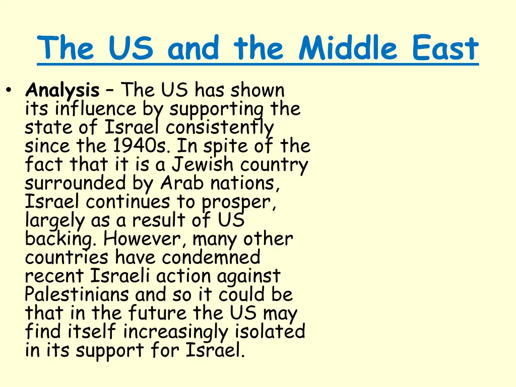 the us and the middle east analysis