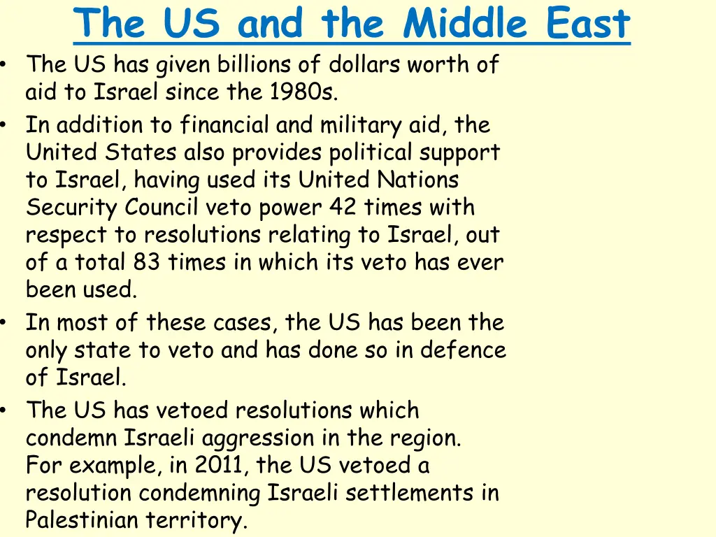 the us and the middle east the us has given