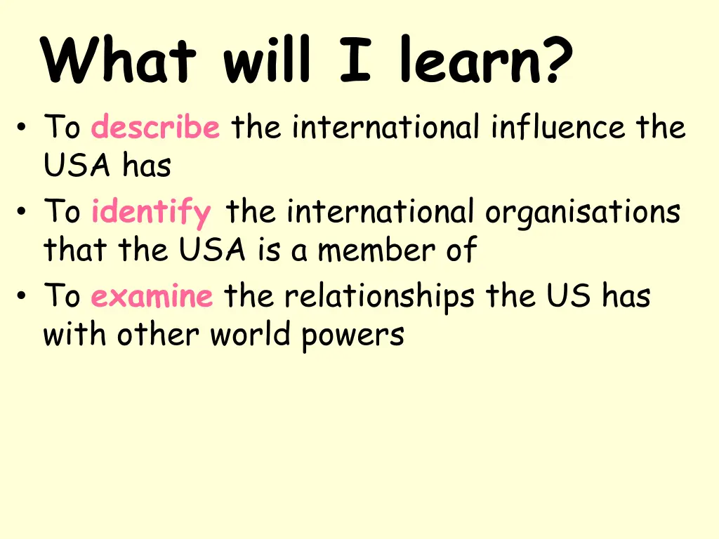 what will i learn to describe the international