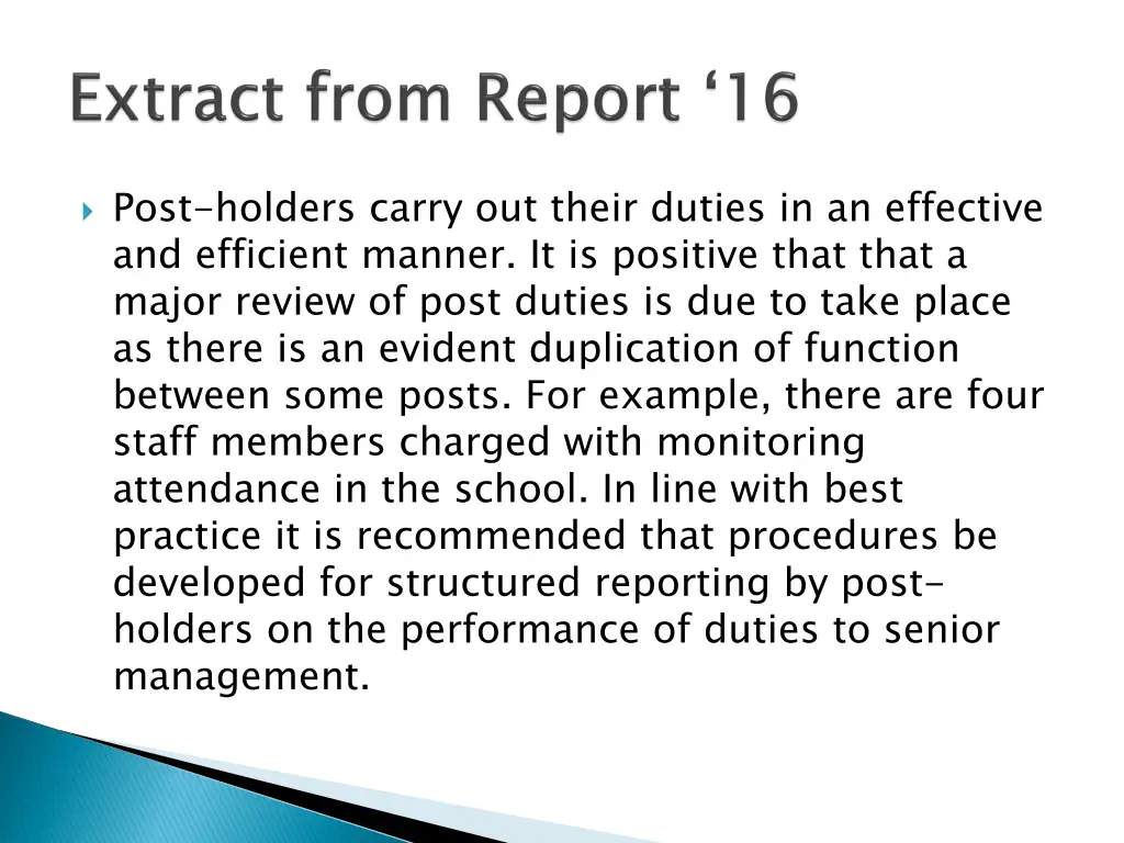 post holders carry out their duties