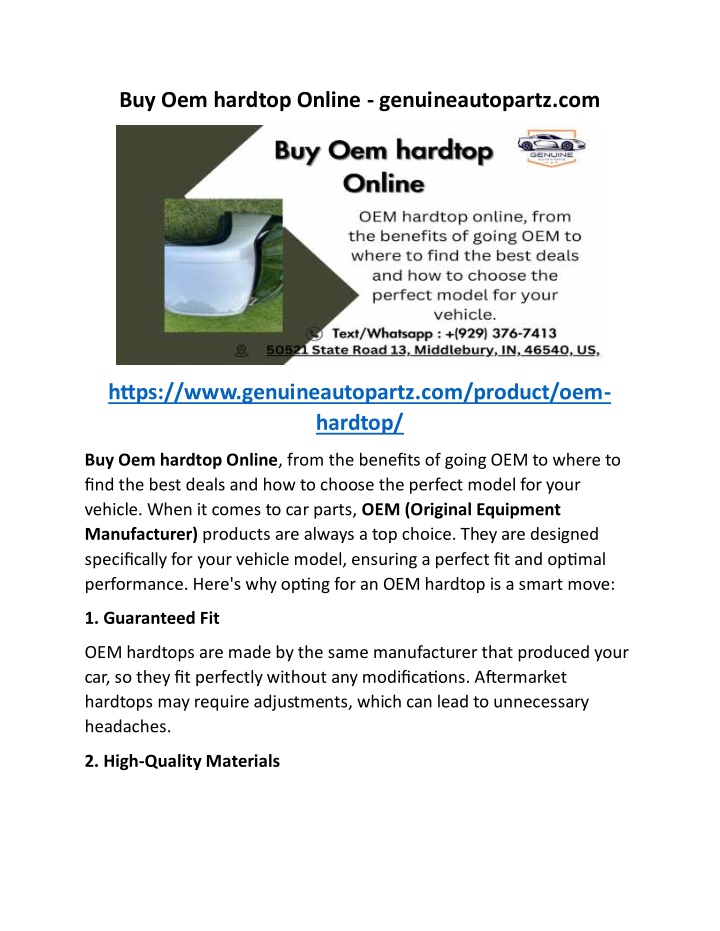 buy oem hardtop online genuineautopartz com