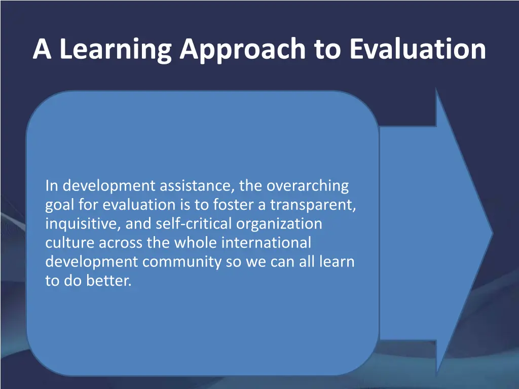 a learning approach to evaluation