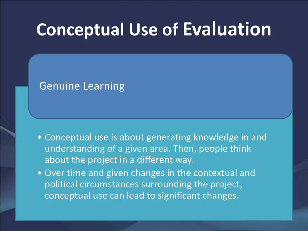 conceptual use of evaluation