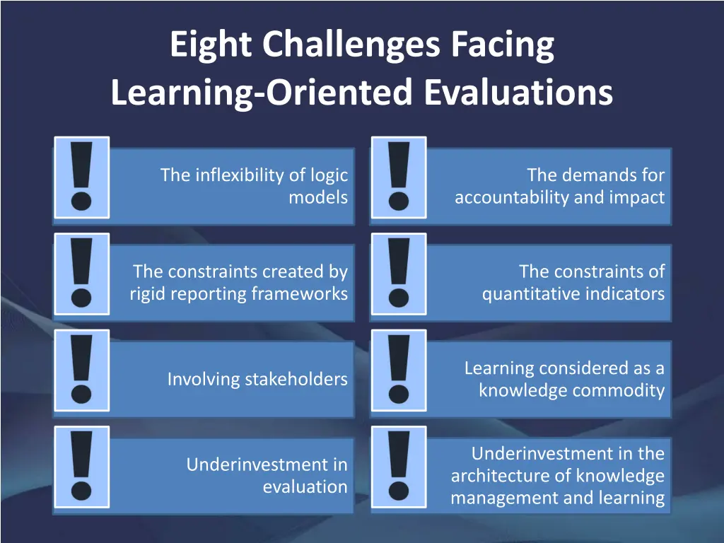 eight challenges facing learning oriented