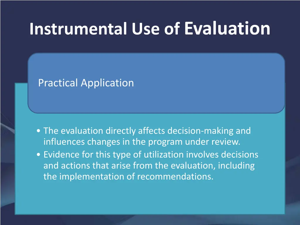 instrumental use of evaluation