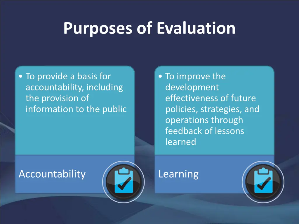 purposes of evaluation