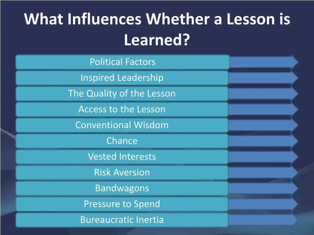 what influences whether a lesson is learned