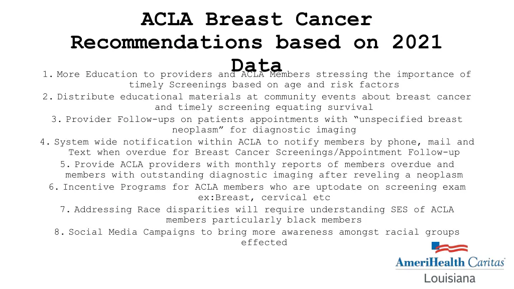 acla breast cancer recommendations based on 2021