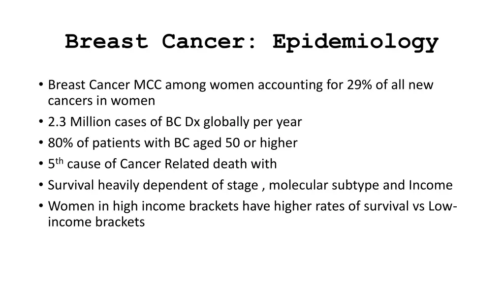 breast cancer epidemiology