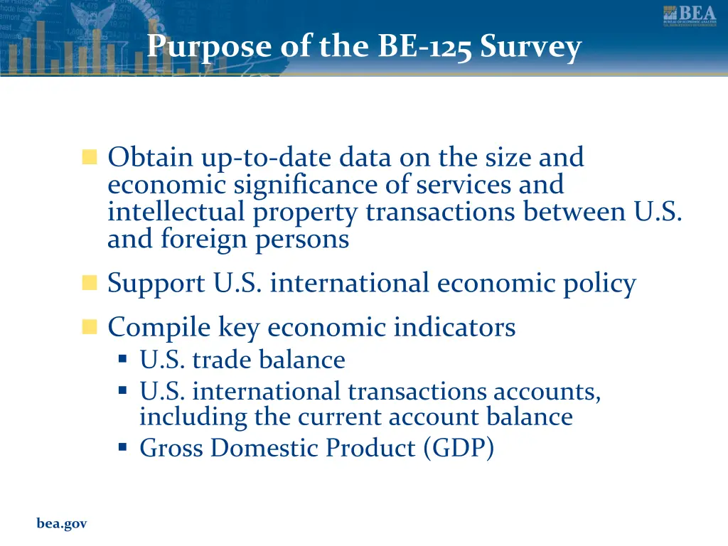 purpose of the be 125 survey