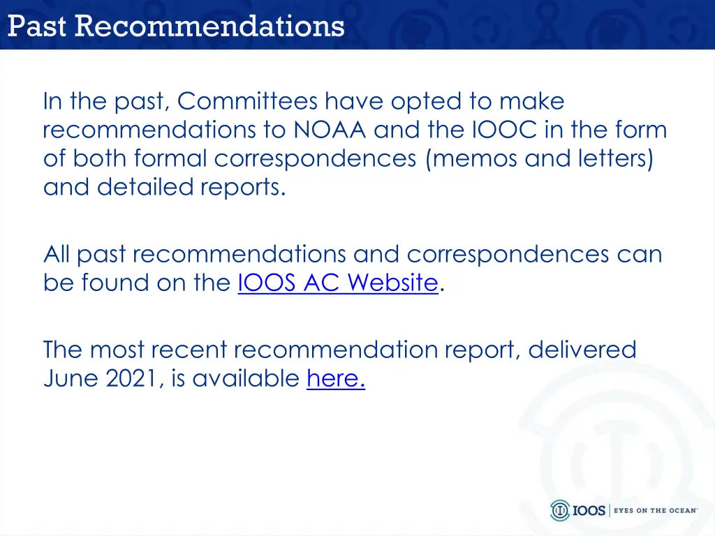 past recommendations