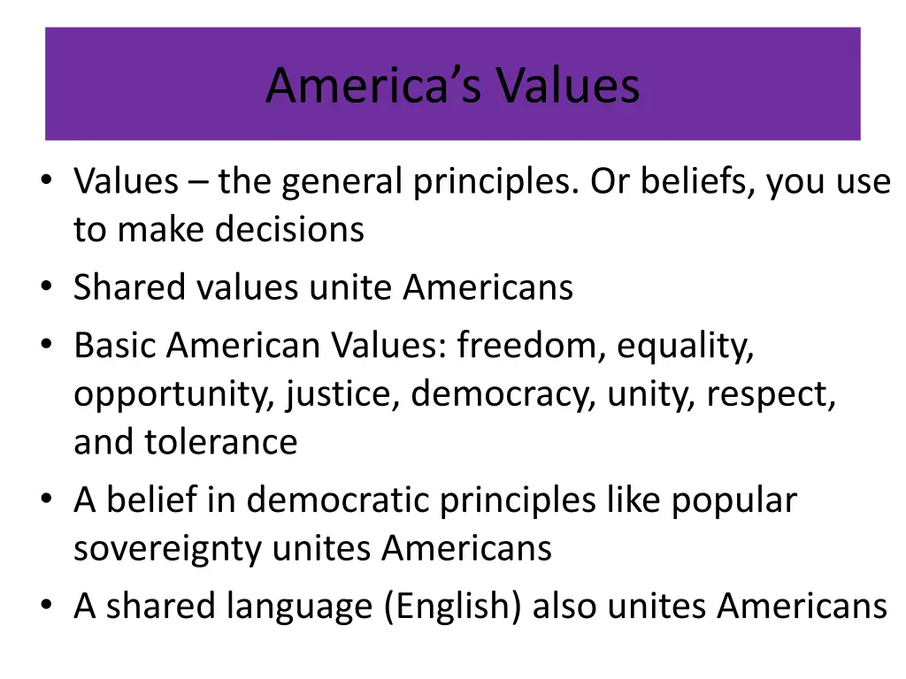 america s values