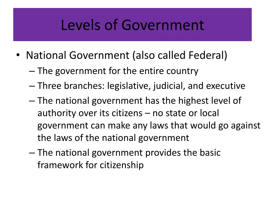 levels of government