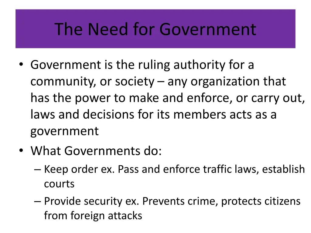 the need for government