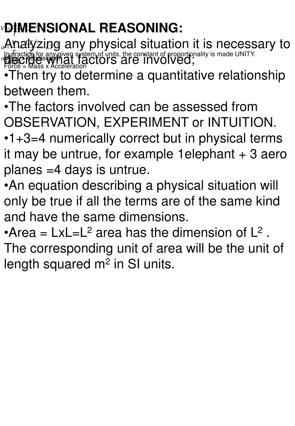 dimensional reasoning analyzing any physical