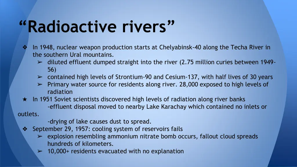 radioactive rivers