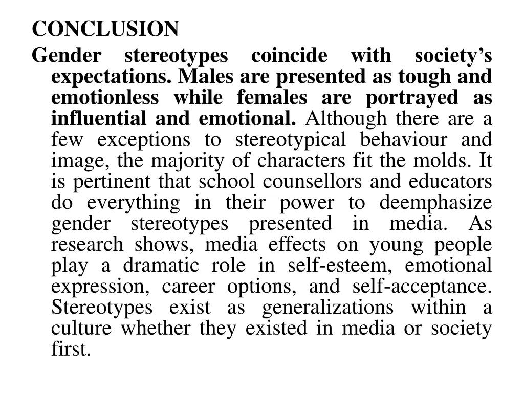 conclusion gender expectations males