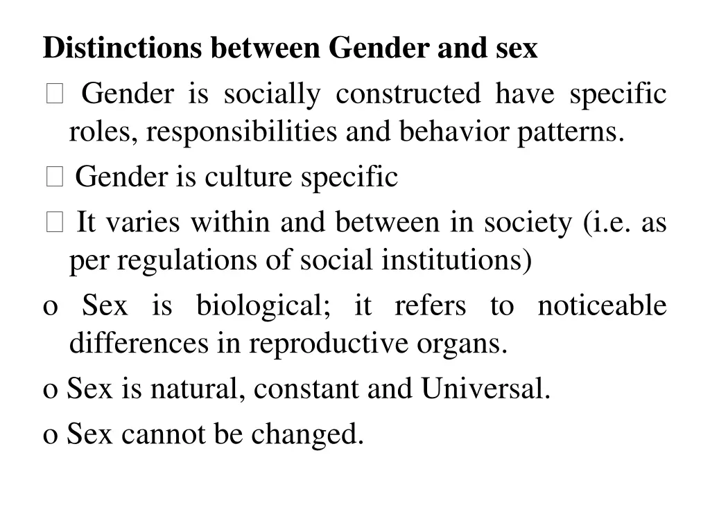 distinctions between gender and sex gender