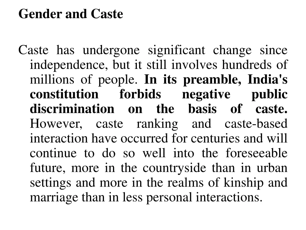 gender and caste