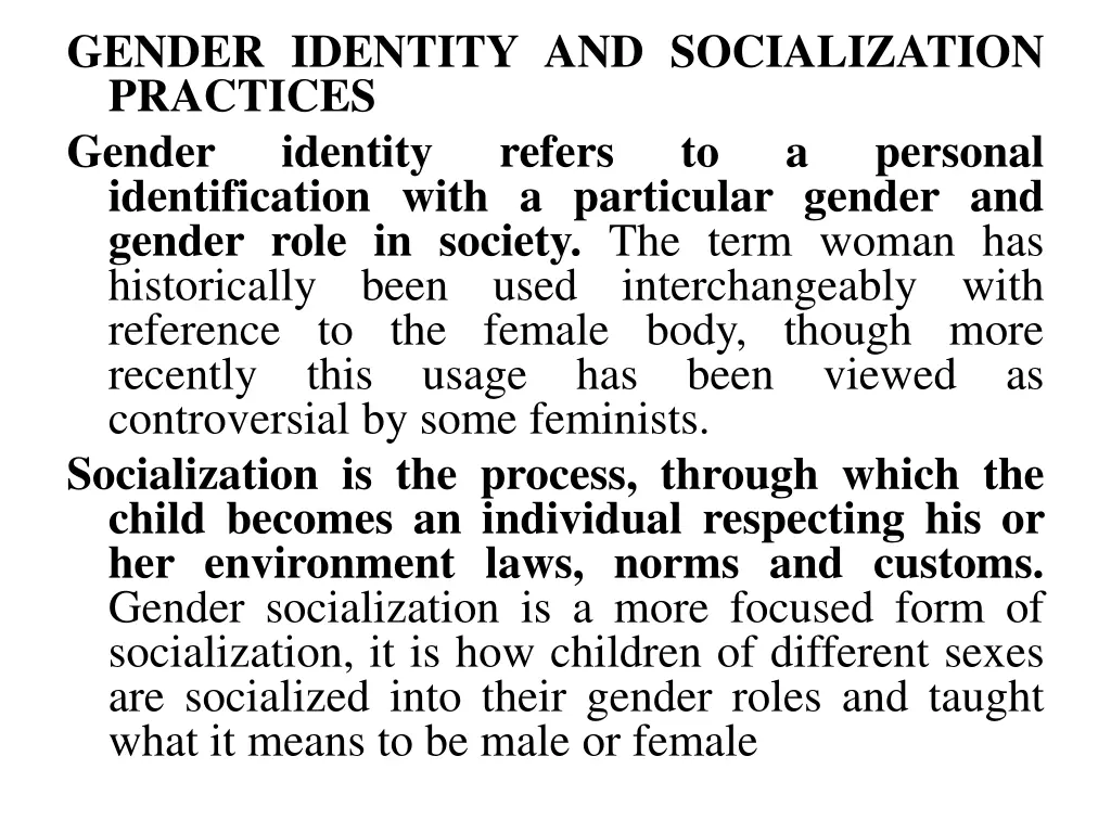 gender identity and socialization practices