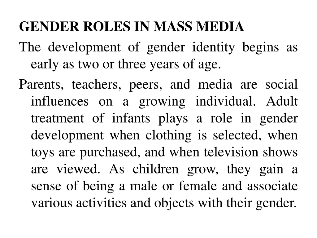 gender roles in mass media the development