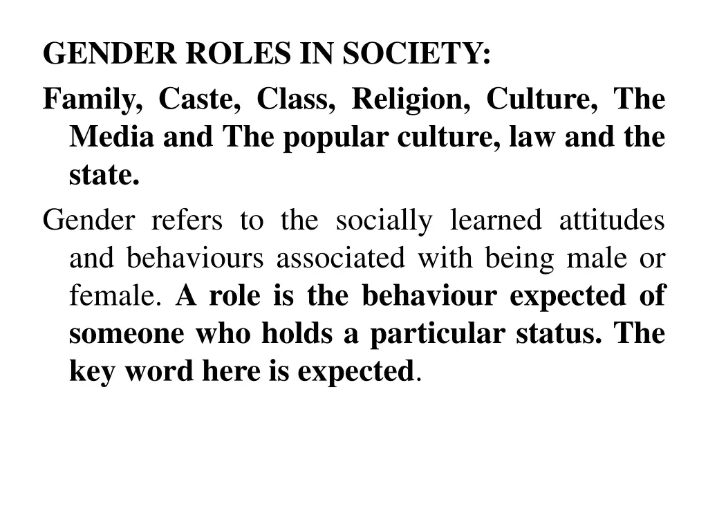 gender roles in society family caste class