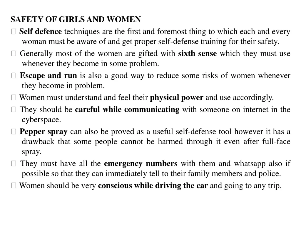 safety of girlsand women self defence techniques