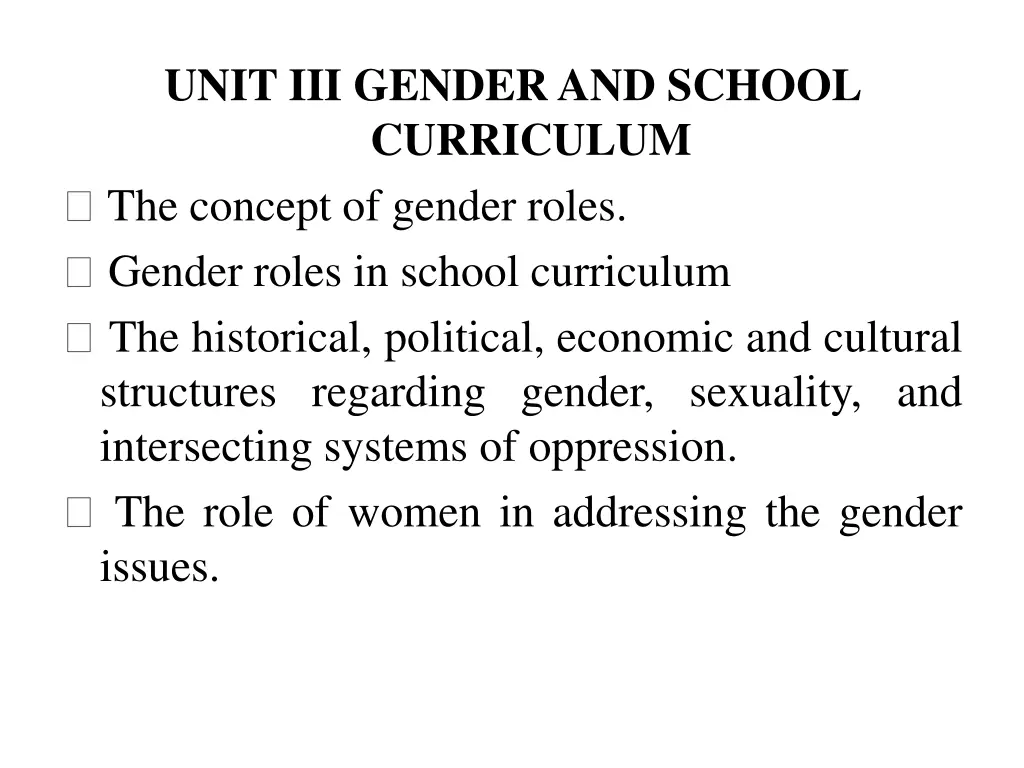 unit iii gender and school curriculum the concept