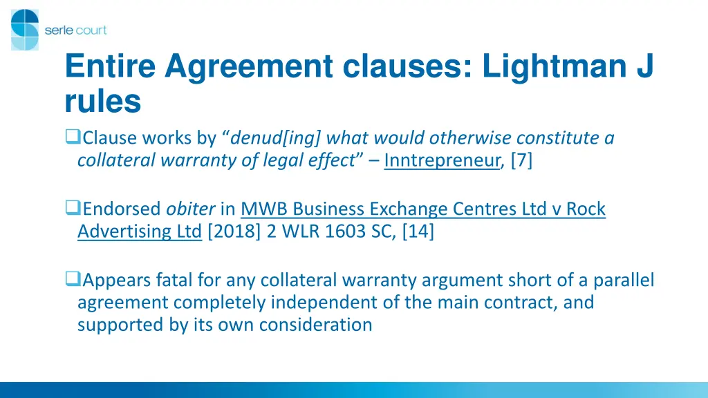 entire agreement clauses lightman j rules clause