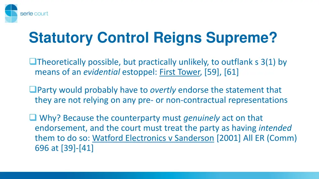 statutory control reigns supreme