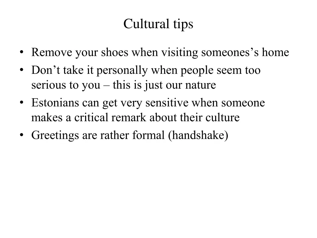 cultural tips