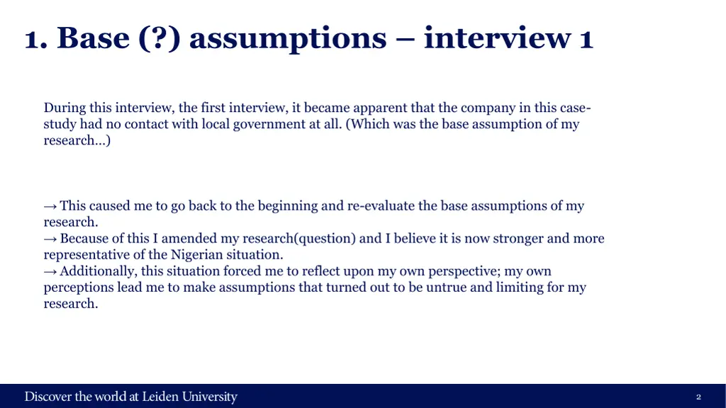 1 base assumptions interview 1