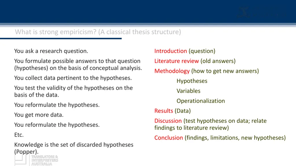 what is strong empiricism a classical thesis