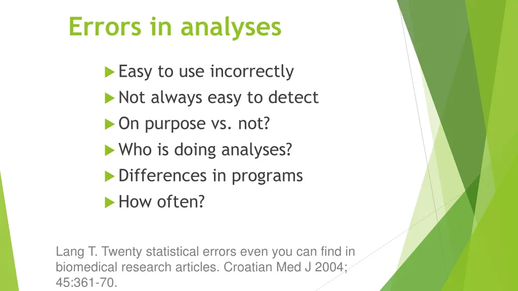 errors in analyses