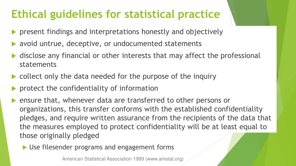 ethical guidelines for statistical practice