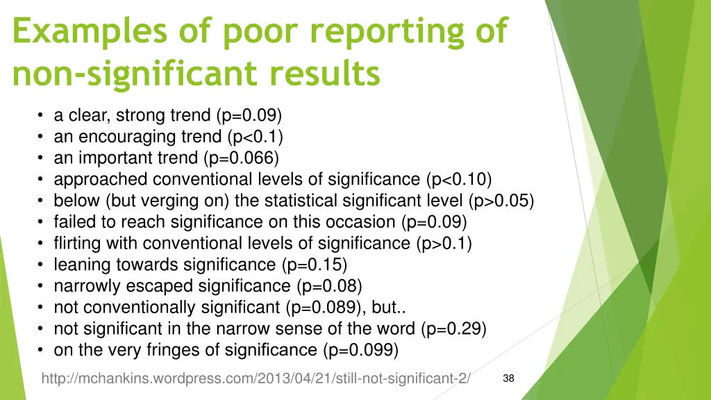 examples of poor reporting of non significant