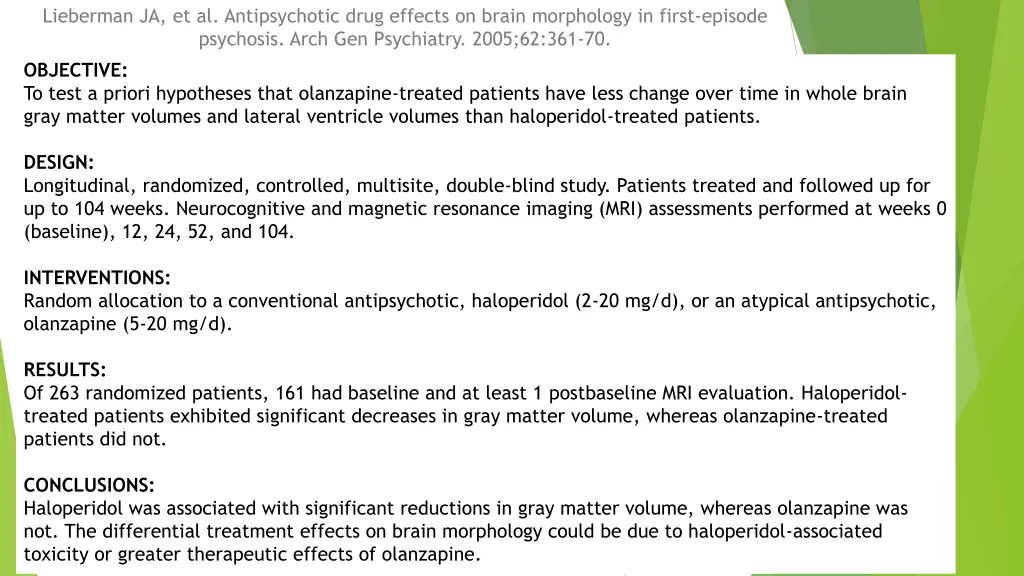 lieberman ja et al antipsychotic drug effects