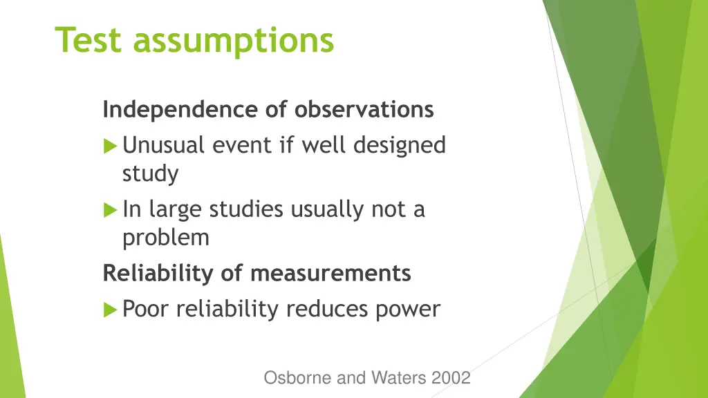 test assumptions 1