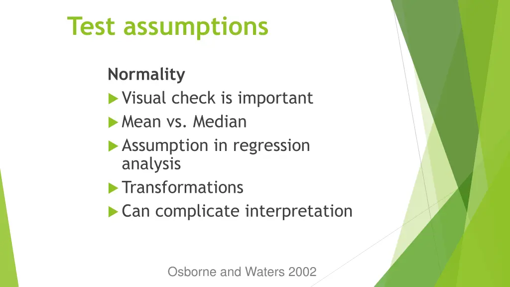 test assumptions