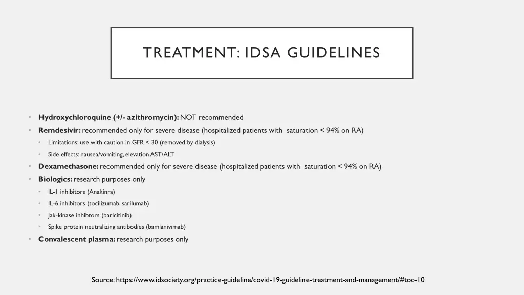 treatment idsa guidelines