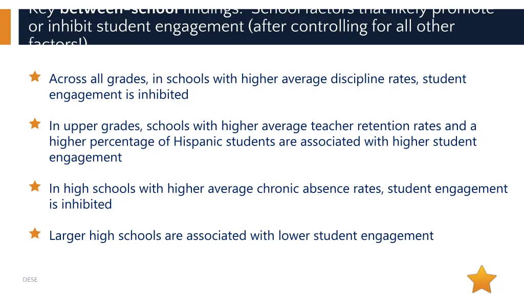 key between school findings school factors that