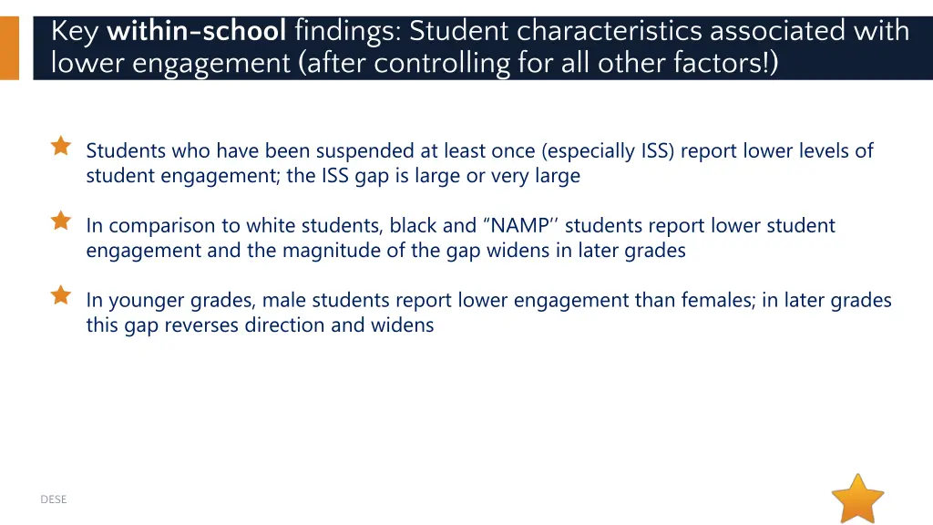 key within school findings student