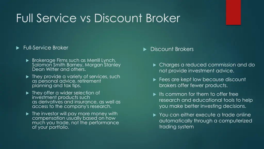 full service vs discount broker