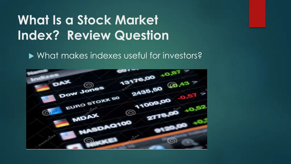 what is a stock market index review question