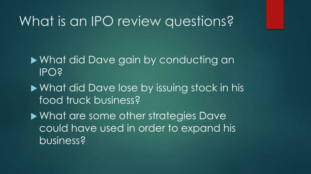 what is an ipo review questions