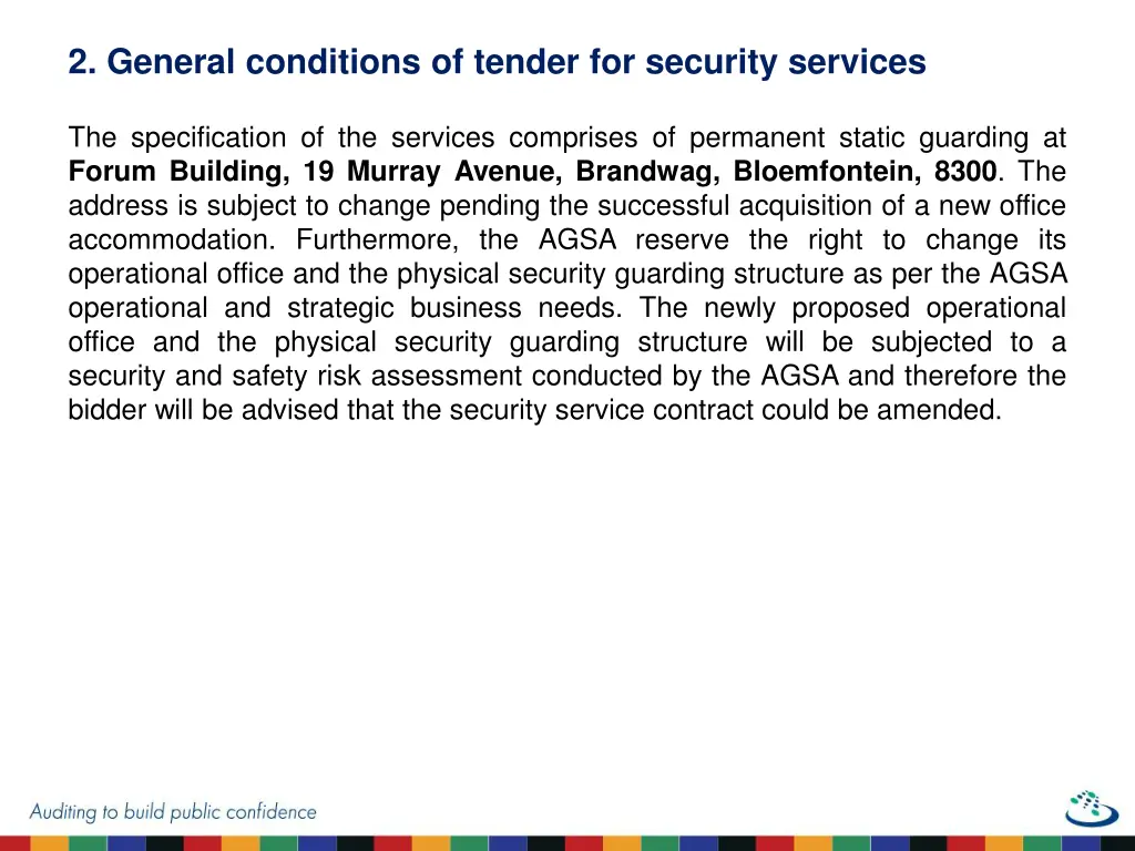 2 general conditions of tender for security