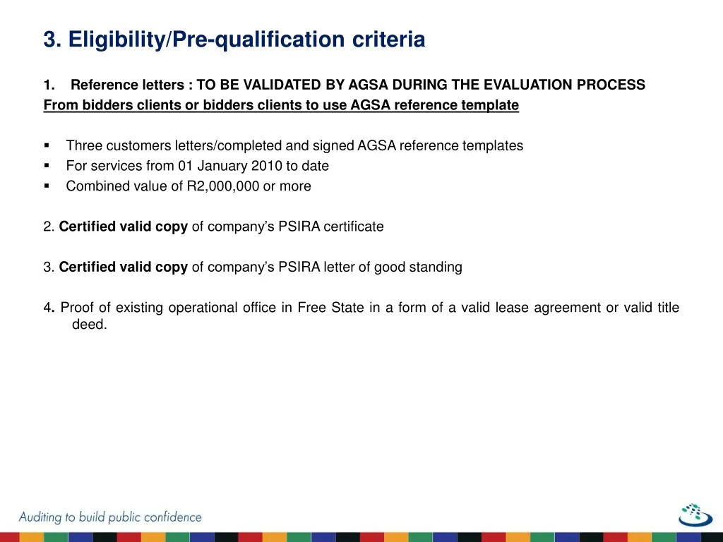 3 eligibility pre qualification criteria