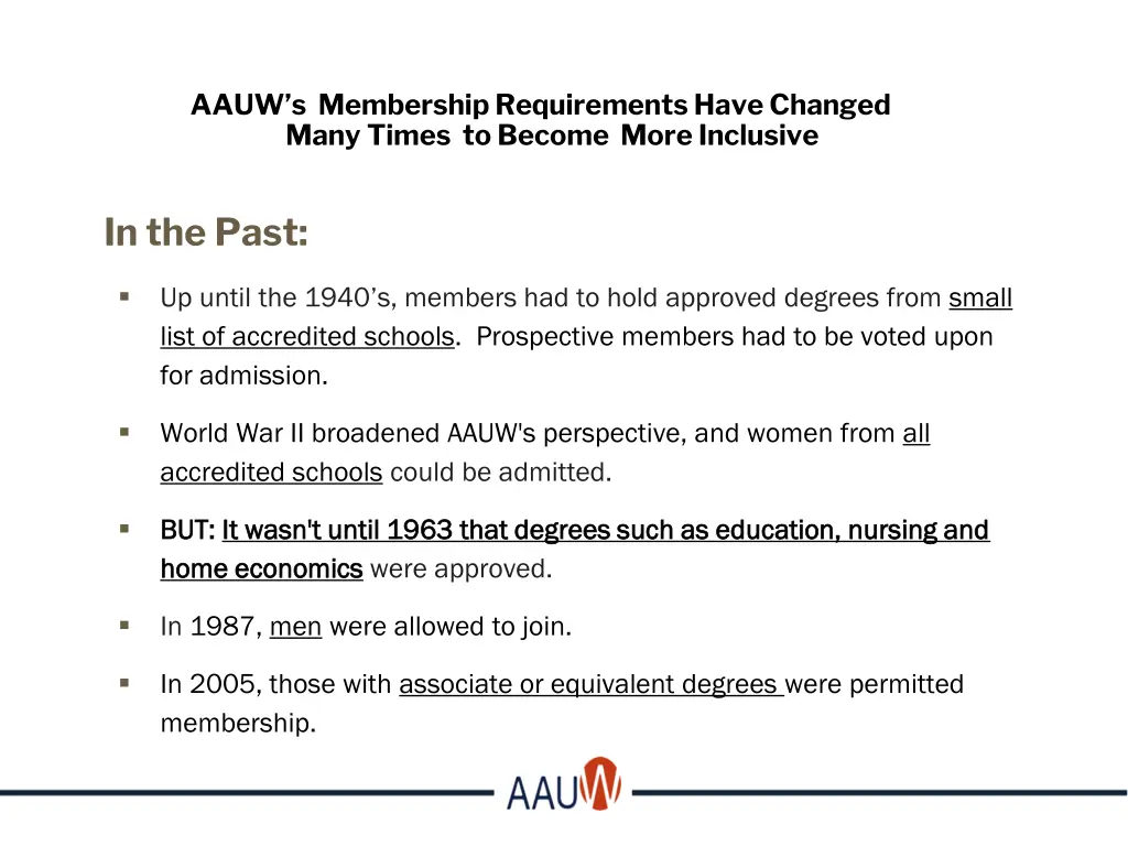 aauw s membership requirements have changed many