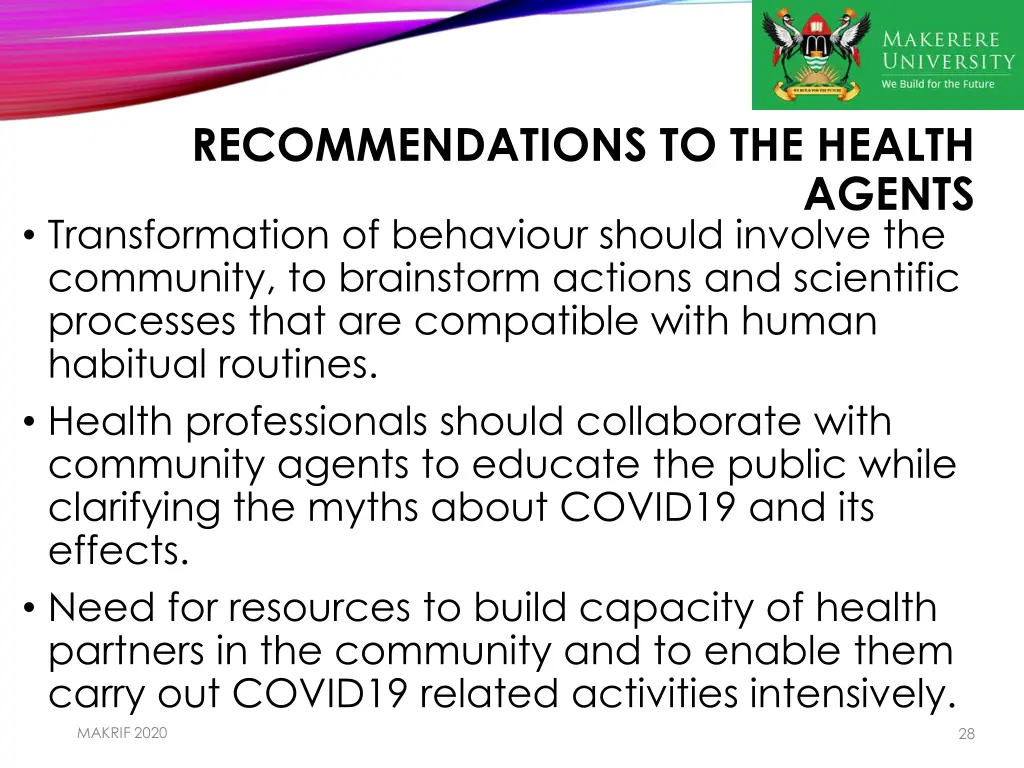 recommendations to the health 1