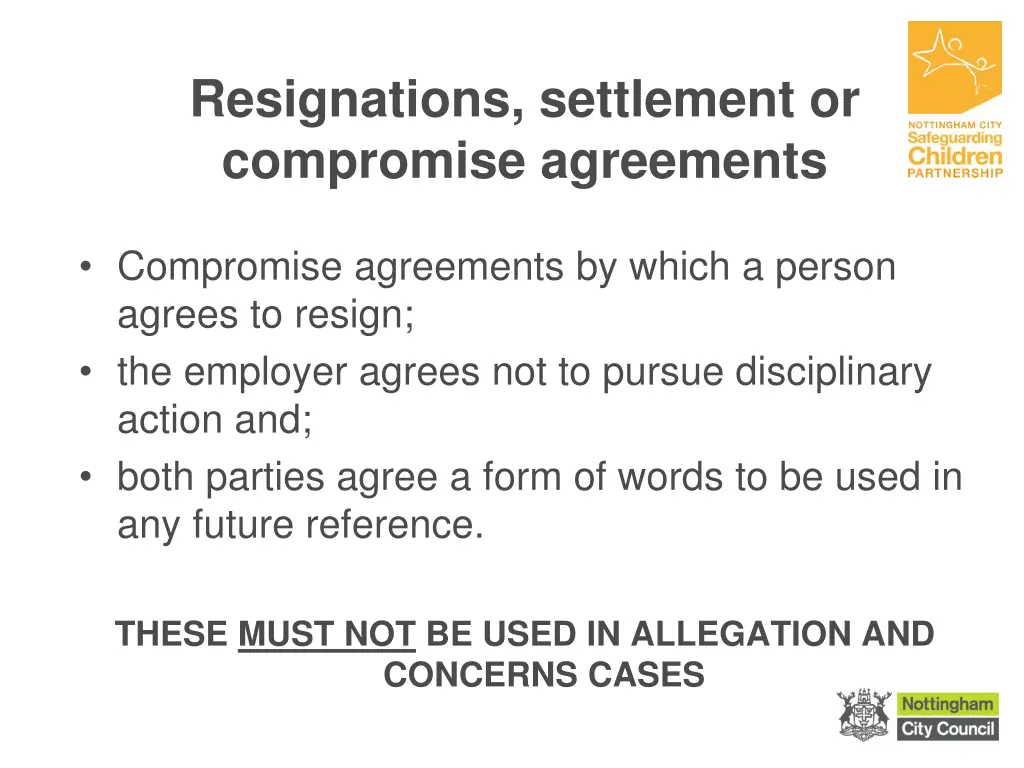 resignations settlement or compromise agreements